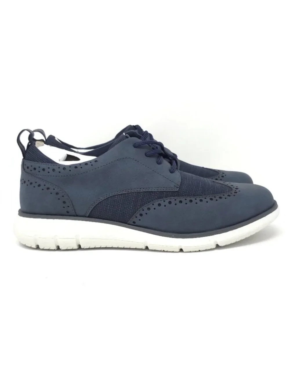 New Nunn Bush Stance Knit Wingtip Oxford Navy Multi Walking Shoes Men’s 10.5M